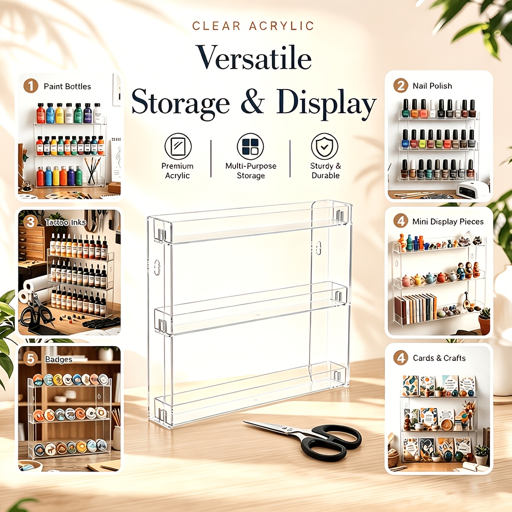 Acrylic Pour Paint - 3‑Layer Acrylic Nail Polish Rack with