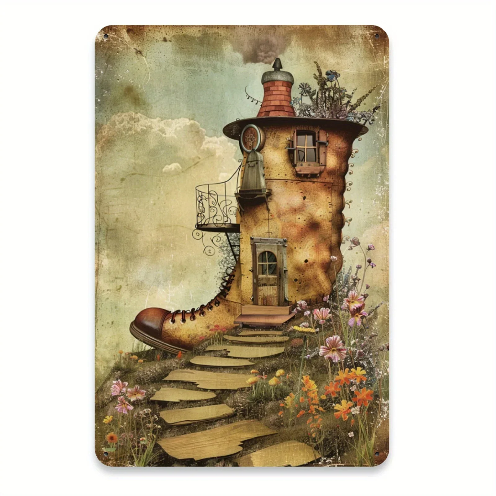 Art Craft Cafe - 1pc Vintage Metal Sign, Fantasy Boot