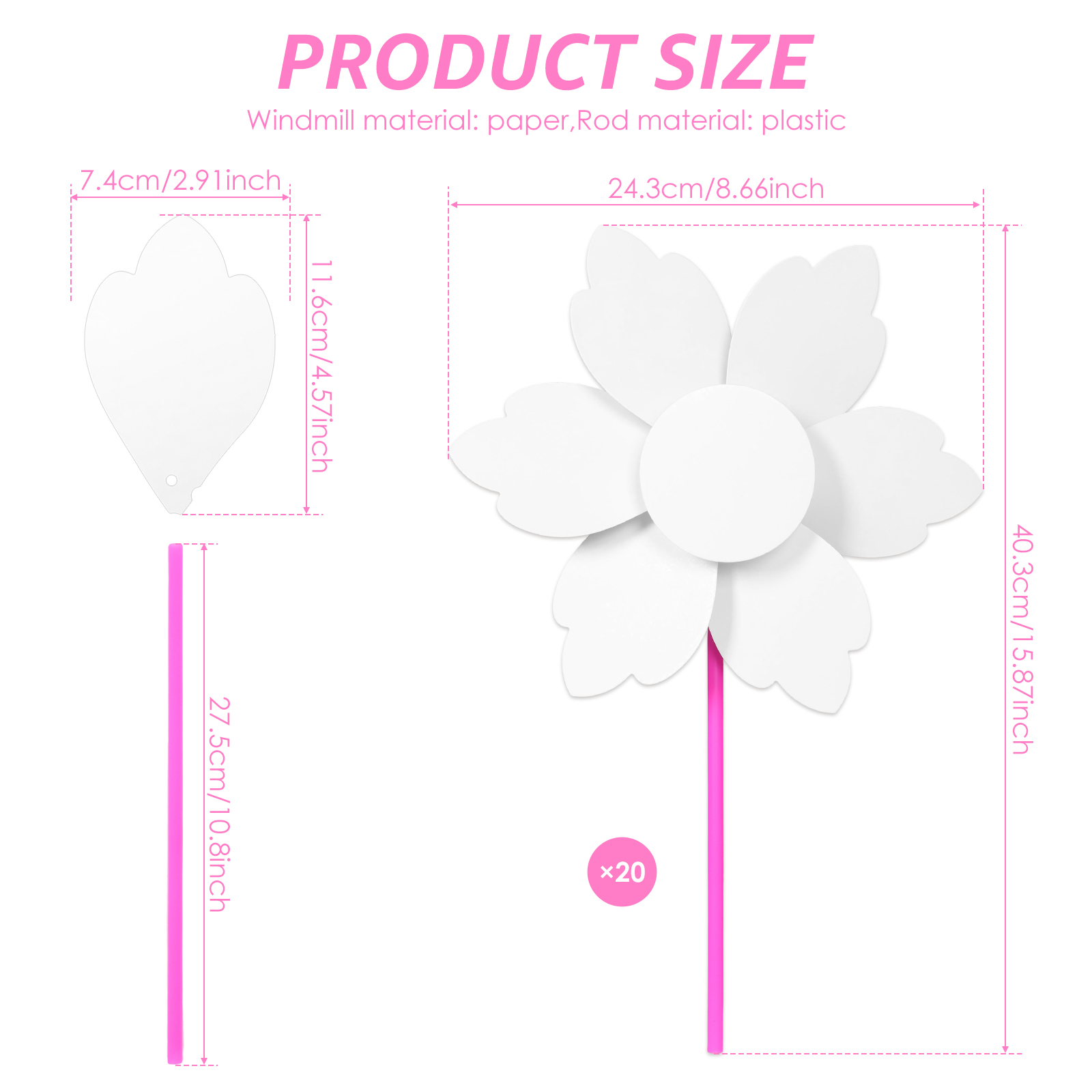 20/100Pcs DIY Pinwheels Craft  - Art Craft Market 评论和价格