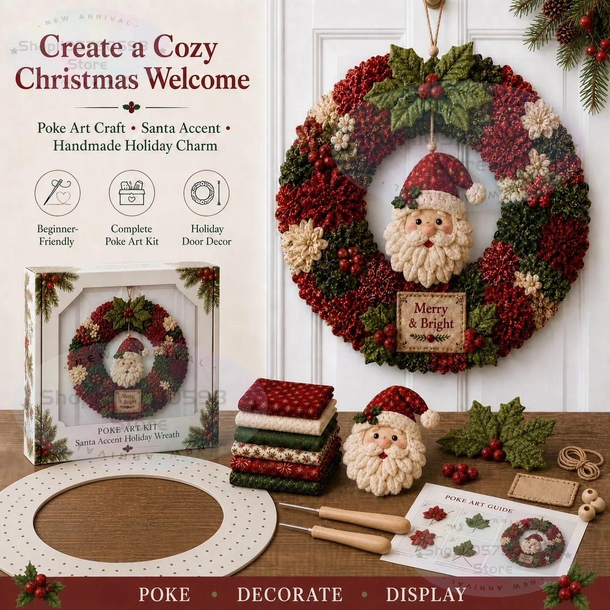 2026 3D Fabric Poke Wreath DIY - Art Craft Christmas 评论和价格