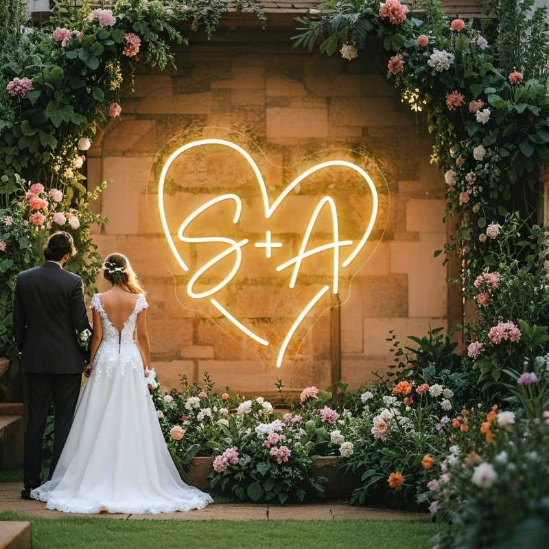 Custom Initials Heart LED Neon - Art Craft Christmas 评论和价格
