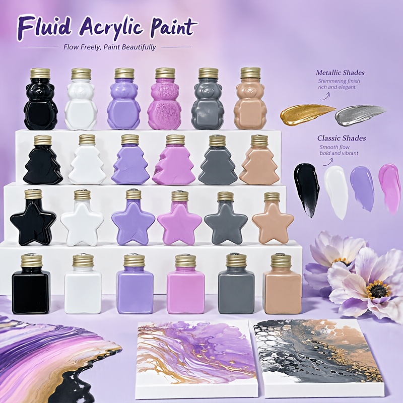 6‑Color 50ml/1.69oz Fluid Acry - Acrylic Pour Paint 评论和价格
