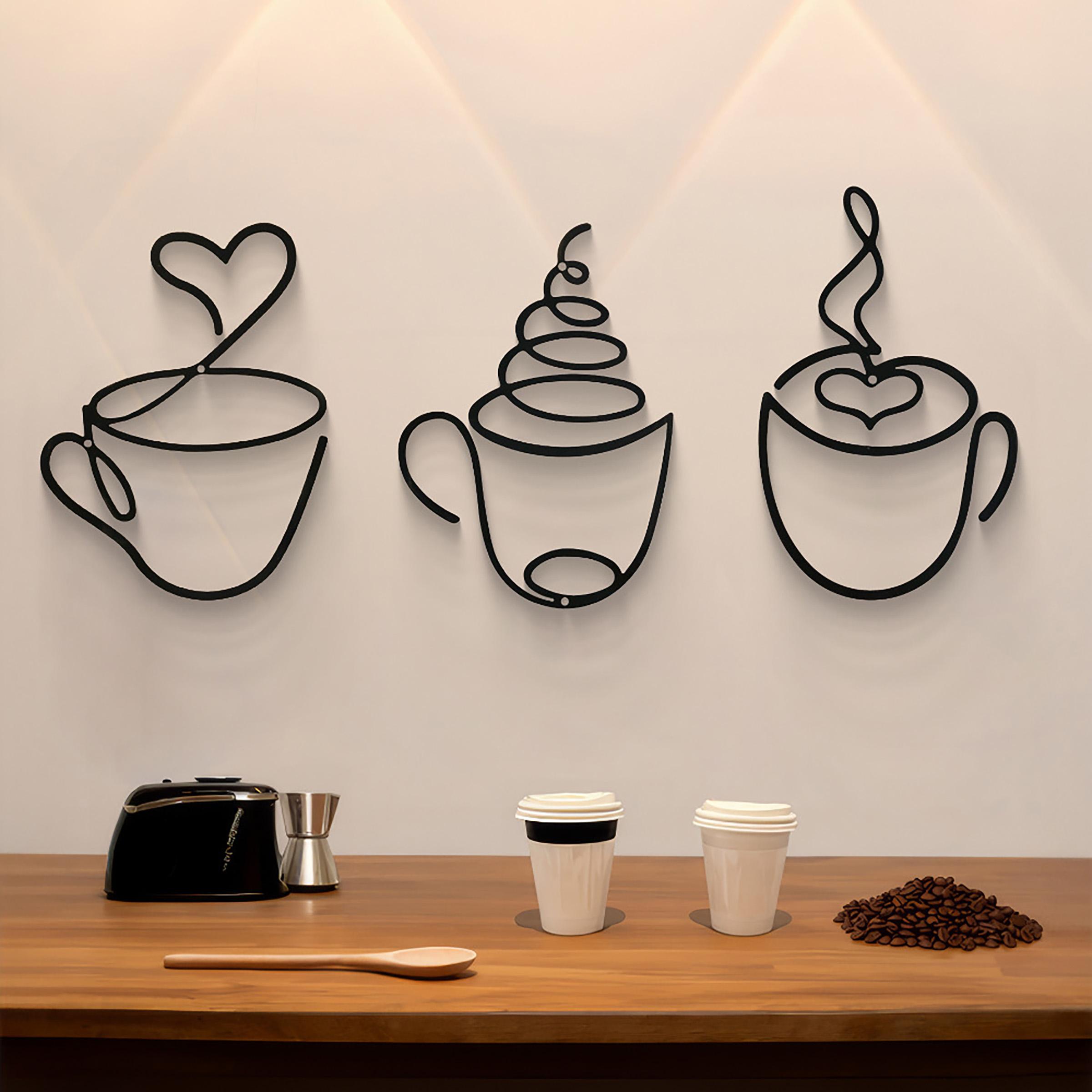 3pcs Set Creative Coffee Wall  - Art Craft Cafe 评论和价格