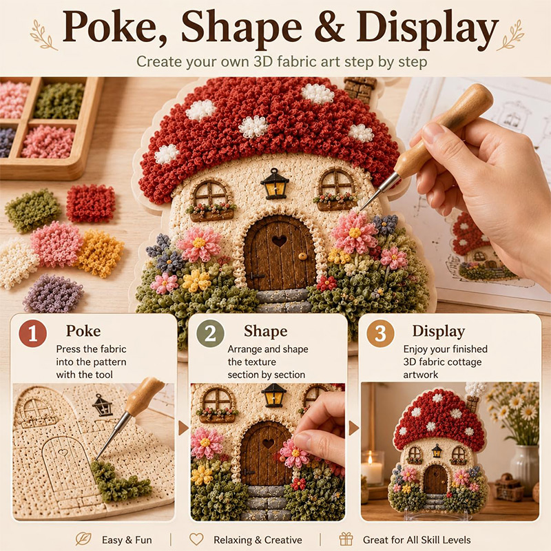 3D Mushroom House Poke Art DIY - Art Craft Market 评论和价格