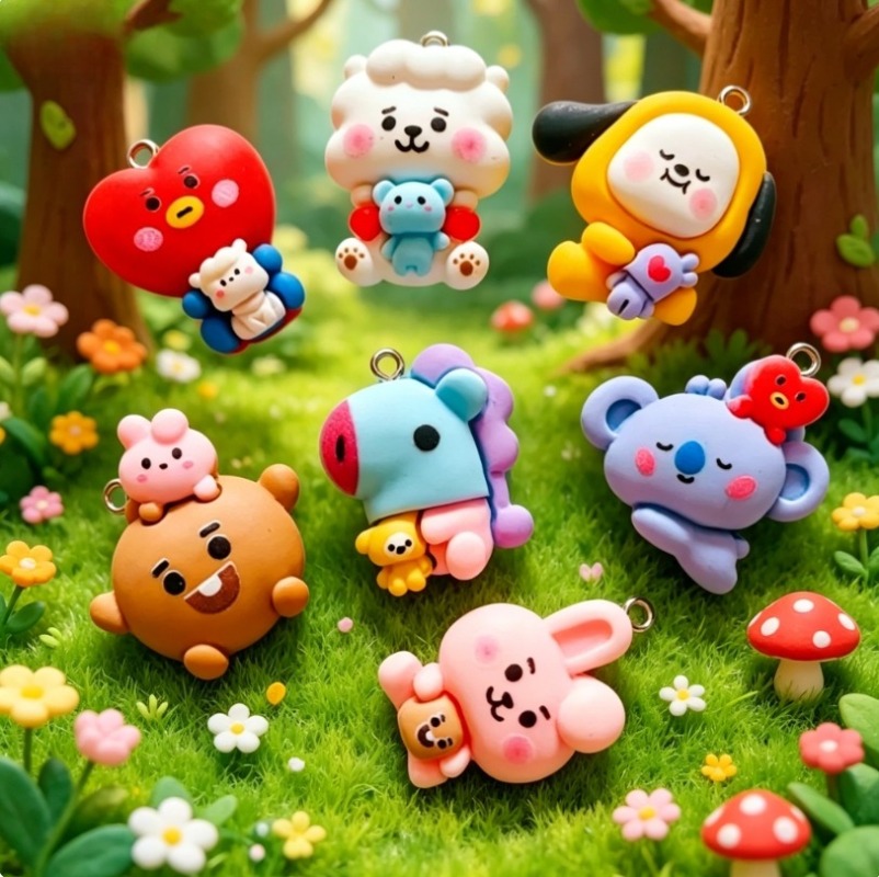 7pcs BT21 Resin Cartoon Charm  - Art Craft Resin 评论和价格